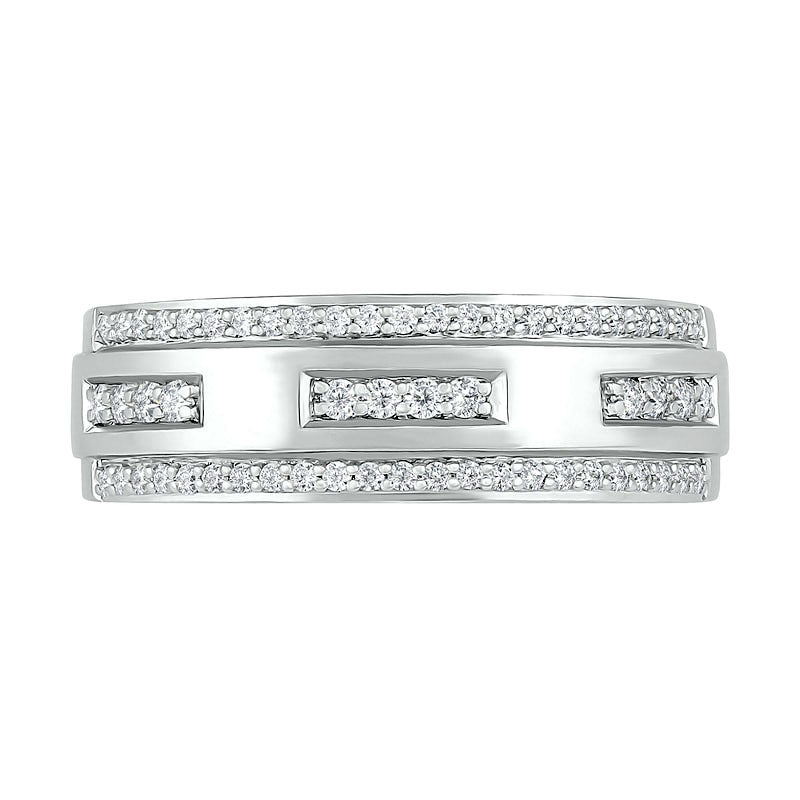 Men's 0.38 CT. T.W. Natural Diamond Edge Wedding Band in Solid 10K White Gold