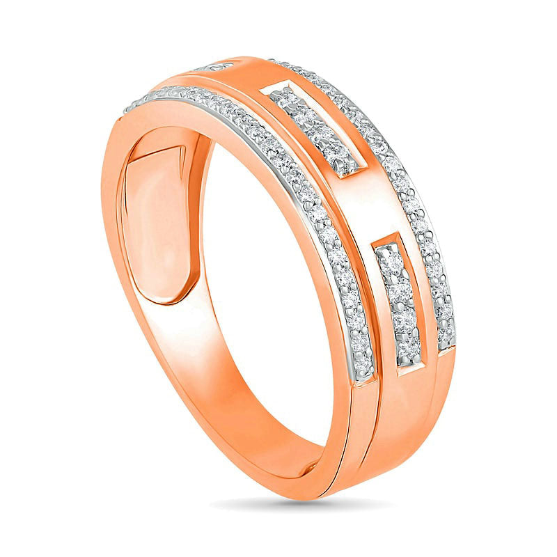 Men's 0.38 CT. T.W. Natural Diamond Edge Wedding Band in Solid 10K Rose Gold