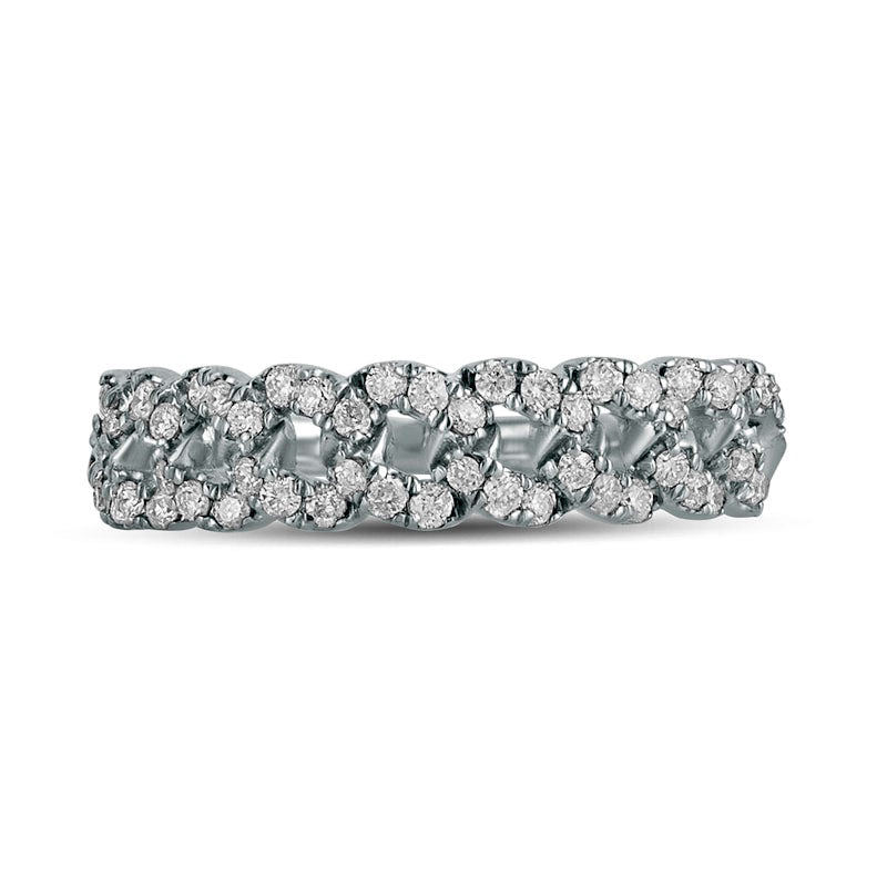 0.33 CT. T.W. Natural Diamond Cuban Chain Link Anniversary Band in Solid 10K White Gold