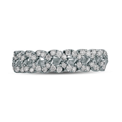0.33 CT. T.W. Natural Diamond Cuban Chain Link Anniversary Band in Solid 10K White Gold