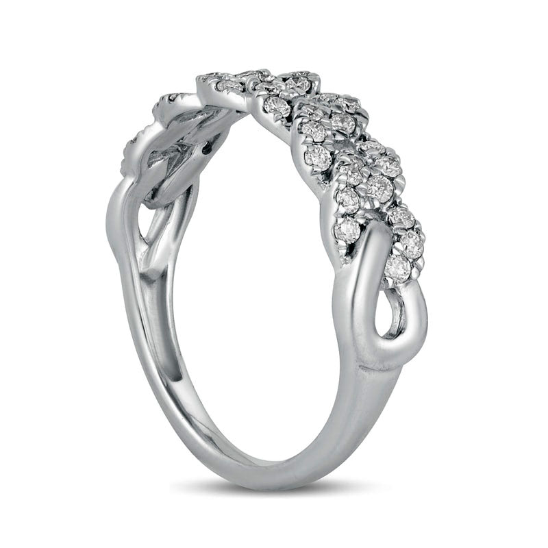 0.38 CT. T.W. Natural Diamond Cuban Curb Chain Link Stackable Anniversary Band in Solid 10K White Gold