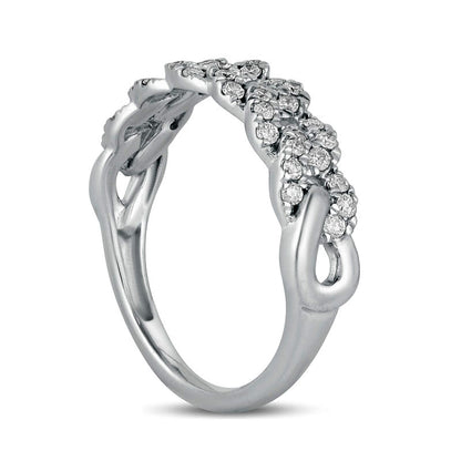 0.38 CT. T.W. Natural Diamond Cuban Curb Chain Link Stackable Anniversary Band in Solid 10K White Gold