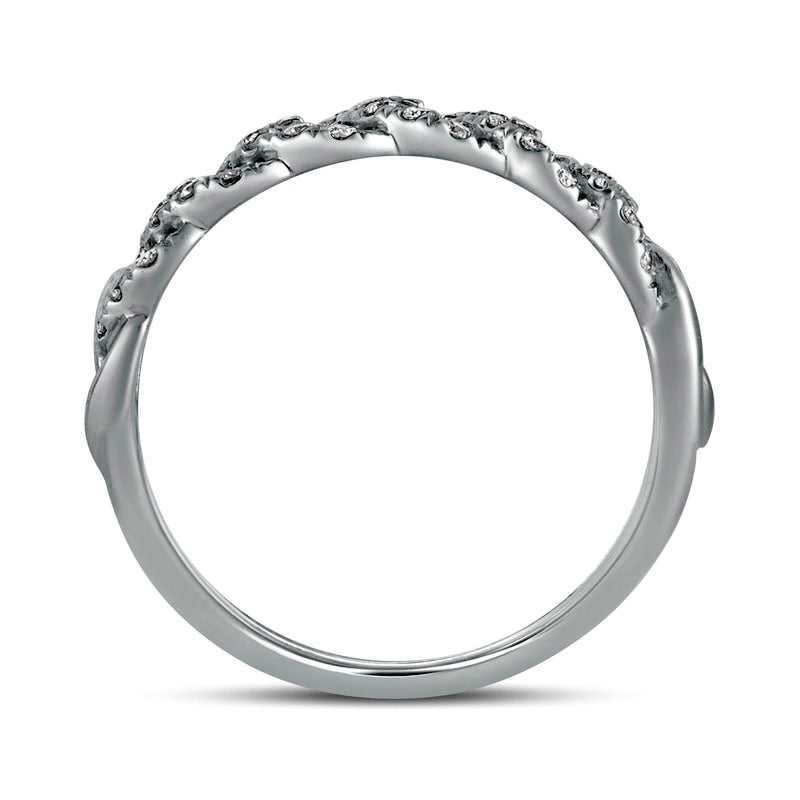 0.38 CT. T.W. Natural Diamond Cuban Curb Chain Link Stackable Anniversary Band in Solid 10K White Gold