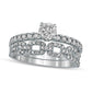 1.0 CT. T.W. Natural Diamond Rolo Chain Link Bridal Engagement Ring Set in Solid 10K White Gold