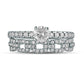 1.0 CT. T.W. Natural Diamond Rolo Chain Link Bridal Engagement Ring Set in Solid 10K White Gold