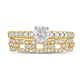 1.0 CT. T.W. Natural Diamond Rolo Chain Link Bridal Engagement Ring Set in Solid 10K Yellow Gold