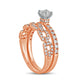 1.0 CT. T.W. Natural Diamond Rolo Chain Link Bridal Engagement Ring Set in Solid 10K Rose Gold