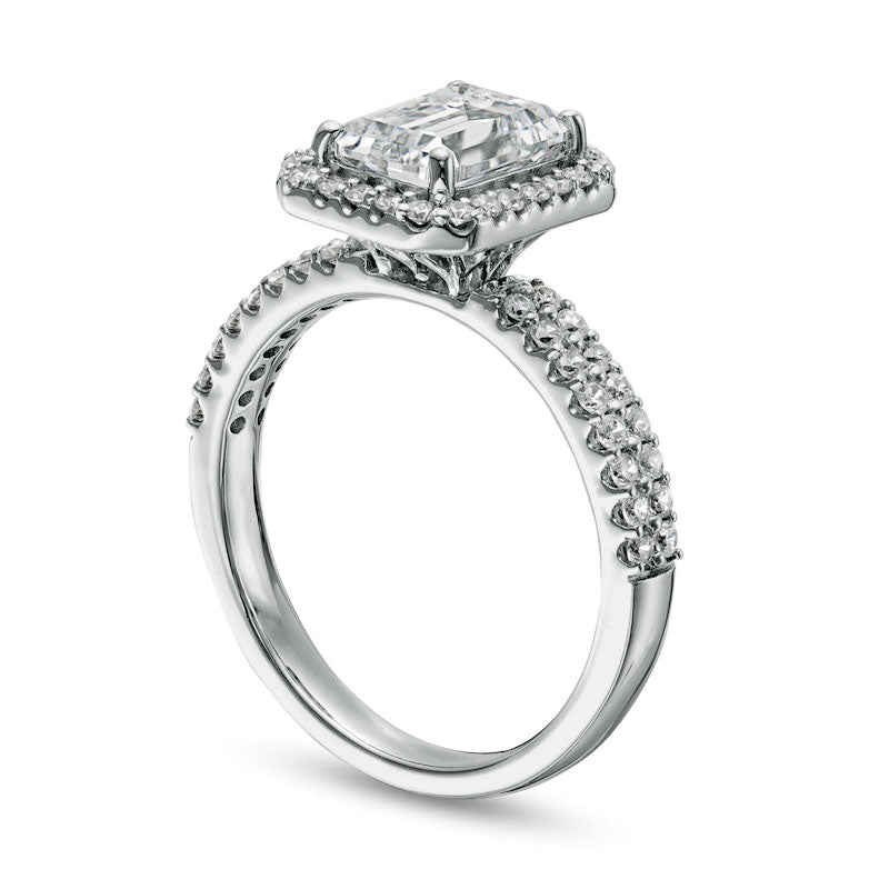 1.75 CT. T.W. Certified Lab-Created Emerald-Cut Diamond Frame Engagement Ring in Solid 14K White Gold (F/VS2)