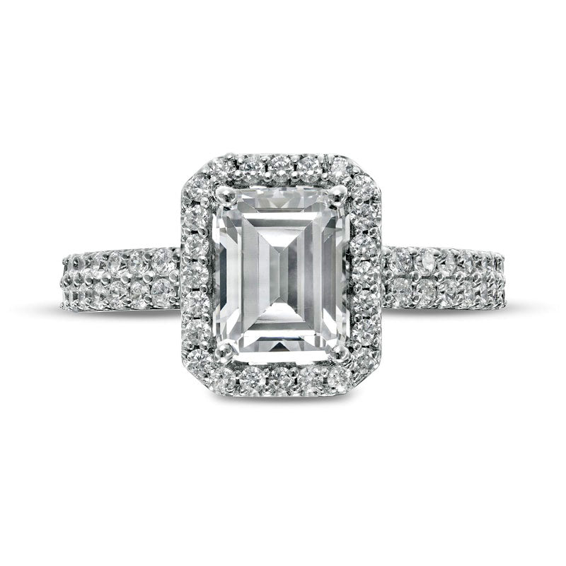 1.75 CT. T.W. Certified Lab-Created Emerald-Cut Diamond Frame Engagement Ring in Solid 14K White Gold (F/VS2)