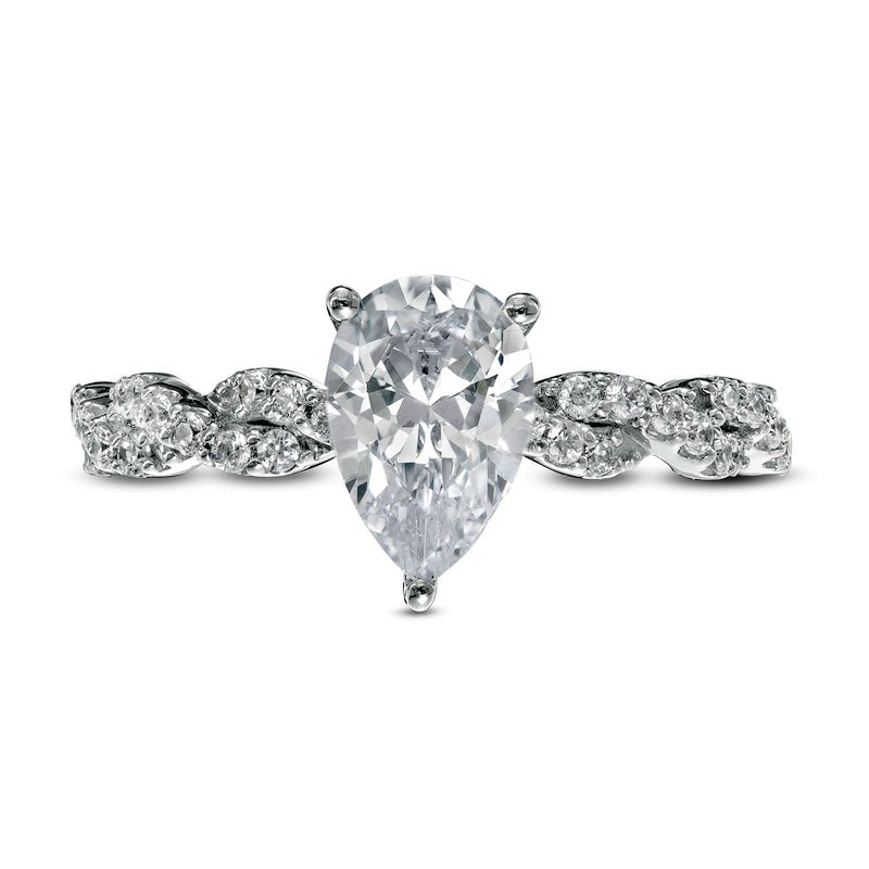 2.0 CT. T.W. Certified Lab-Created Pear-Shaped Diamond Twist Shank Engagement Ring in Solid 14K White Gold (F/VS2)