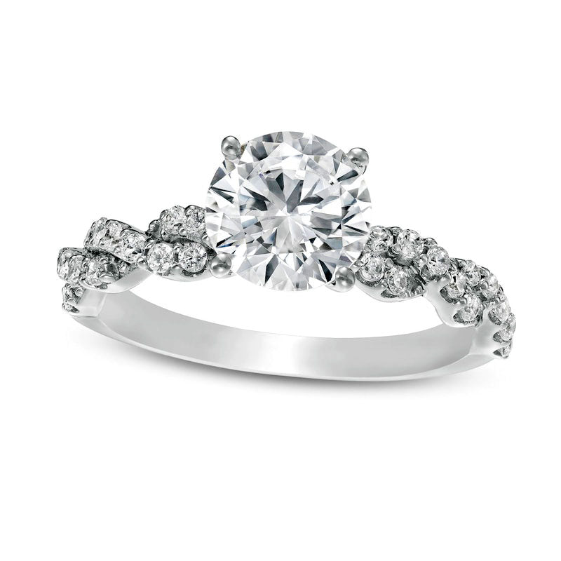 2.20 CT. T.W. Certified Lab-Created Diamond Twist Shank Engagement Ring in Solid 14K White Gold (F/VS2)