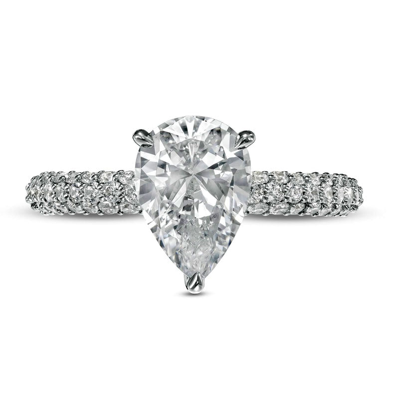 2.5 CT. T.W. Certified Lab-Created Pear-Shaped Diamond Engagement Ring in Solid 14K White Gold (F/VS2)