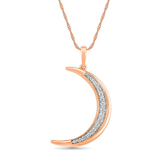 0.1 CT. T.W. Natural Diamond Crescent Moon Pendant in 10K Rose Gold