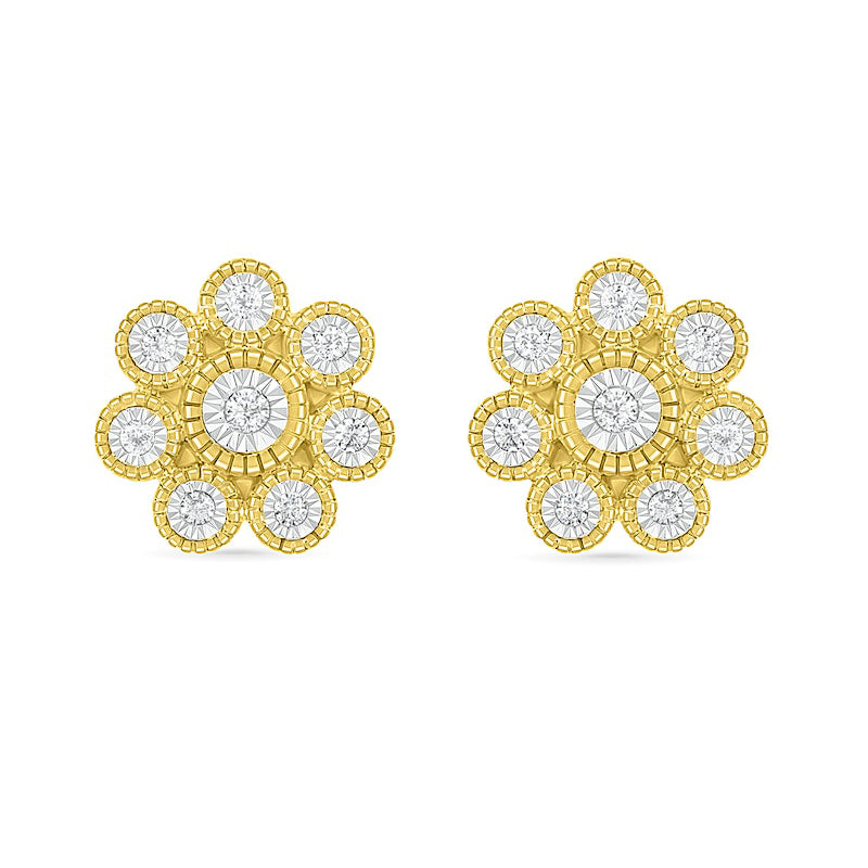0.1 CT. T.W. Composite Diamond Flower Stud Earrings in 10K Gold