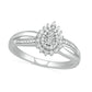 0.13 CT. T.W. Composite Natural Diamond Teardrop Frame Sunburst Promise Ring in Sterling Silver