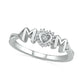 0.05 CT. T.W. Natural Diamond Frame MOM" with Heart Ring in Sterling Silver"