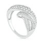 0.63 CT. T.W. Natural Diamond Bypass Multi-Row Ring in Solid 10K White Gold