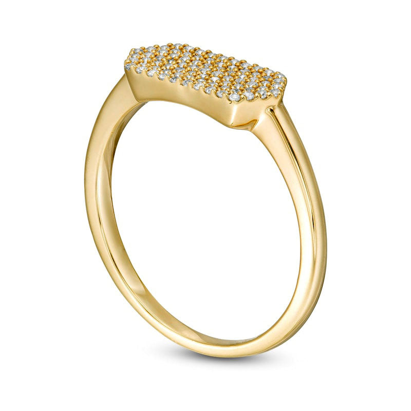 0.20 CT. T.W. Composite Natural Diamond Elongated Hexagon Signet Ring in Solid 10K Yellow Gold