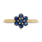 Blue Sapphire and Natural Diamond Accent Flower Cluster Ring in Solid 10K Yellow Gold
