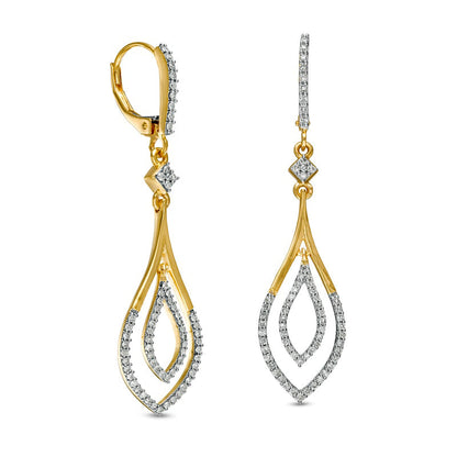0.5 CT. T.W. Diamond Double Outline Teardrop Earrings in 10K Gold