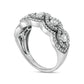1.0 CT. T.W. Natural Diamond Five Stone Twist Scallop Edge Ring in Solid 10K White Gold