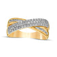 0.50 CT. T.W. Baguette and Round Natural Diamond Crossover Anniversary Band in Solid 10K Yellow Gold