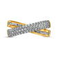 0.50 CT. T.W. Baguette and Round Natural Diamond Crossover Anniversary Band in Solid 10K Yellow Gold