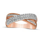 0.50 CT. T.W. Baguette and Round Natural Diamond Crossover Anniversary Band in Solid 10K Rose Gold