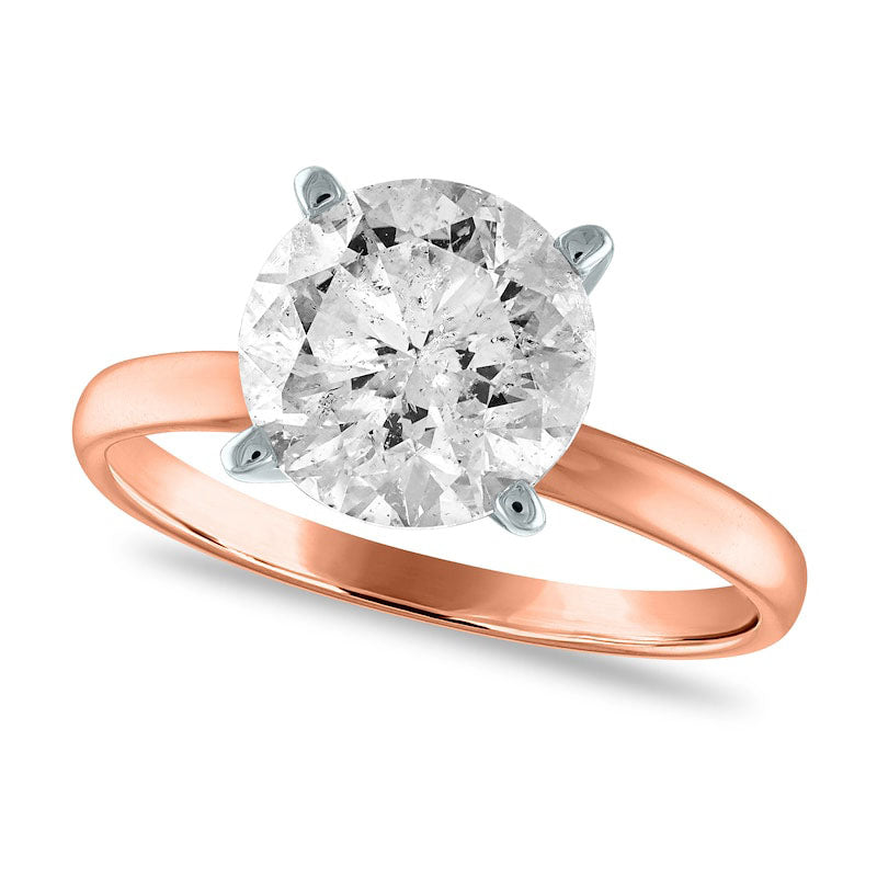 3.0 CT. Certified Natural Clarity Enhanced Diamond Solitaire Engagement Ring in Solid 14K Rose Gold (I/I2)