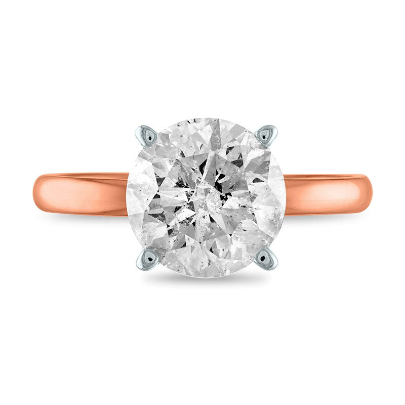 3.0 CT. Certified Natural Clarity Enhanced Diamond Solitaire Engagement Ring in Solid 14K Rose Gold (I/I2)