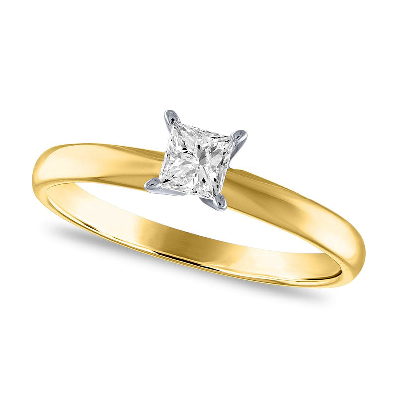 0.25 CT. Princess-Cut Natural Clarity Enhanced Diamond Solitaire Engagement Ring in Solid 14K Gold (I/I2)