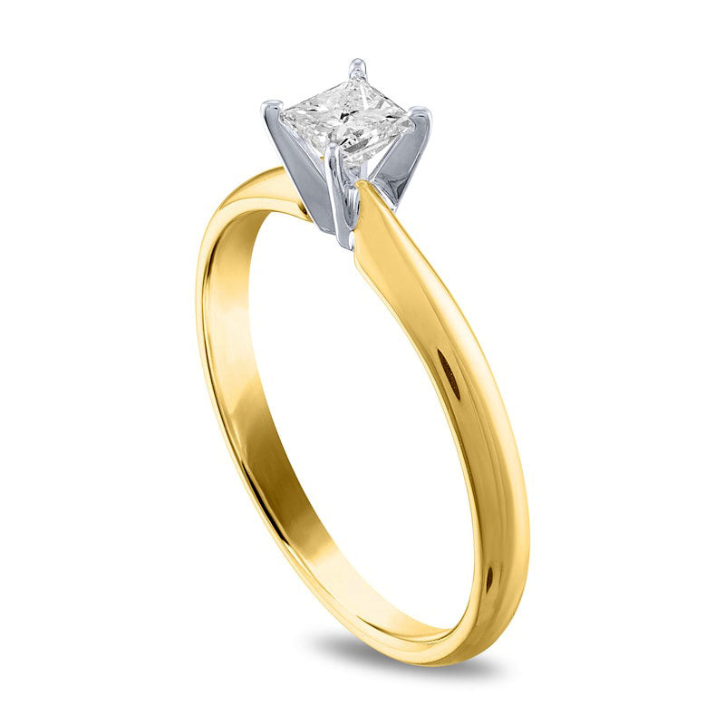 0.33 CT. Princess-Cut Natural Clarity Enhanced Diamond Solitaire Engagement Ring in Solid 14K Gold (I/I2)