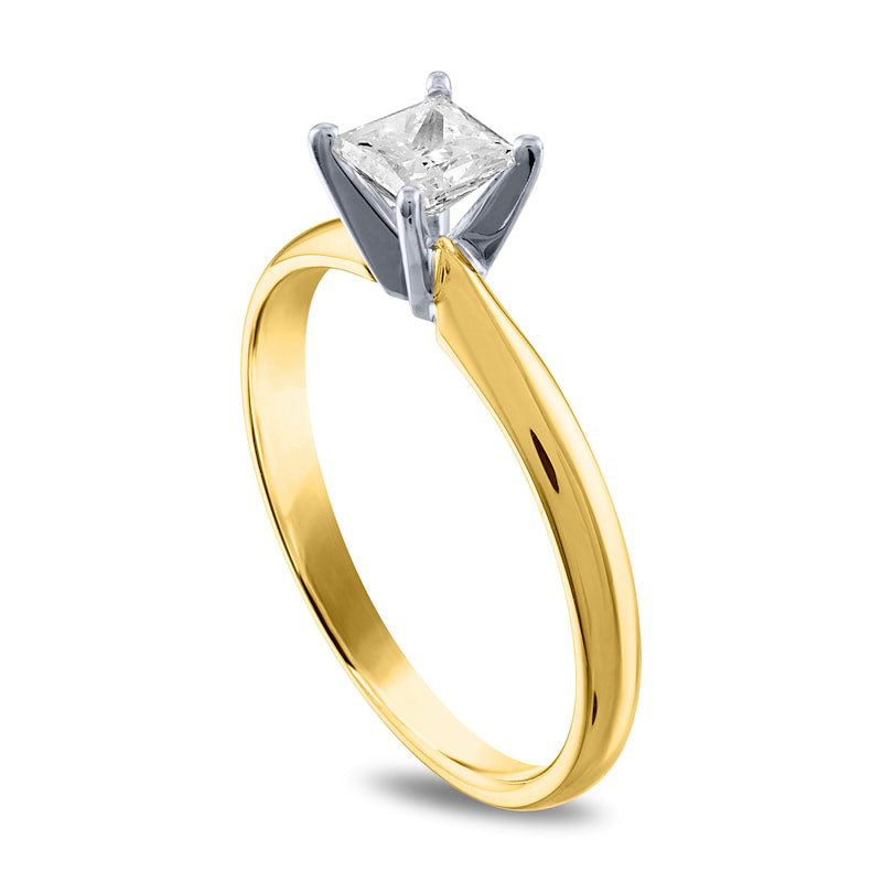 0.50 CT. Princess-Cut Natural Clarity Enhanced Diamond Solitaire Engagement Ring in Solid 14K Gold (I/I2)