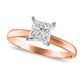 1.5 CT. Certified Princess-Cut Natural Clarity Enhanced Diamond Solitaire Engagement Ring in Solid 14K Rose Gold (I/I2)