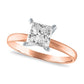 2.0 CT. Certified Princess-Cut Natural Clarity Enhanced Diamond Solitaire Engagement Ring in Solid 14K Rose Gold (I/I2)