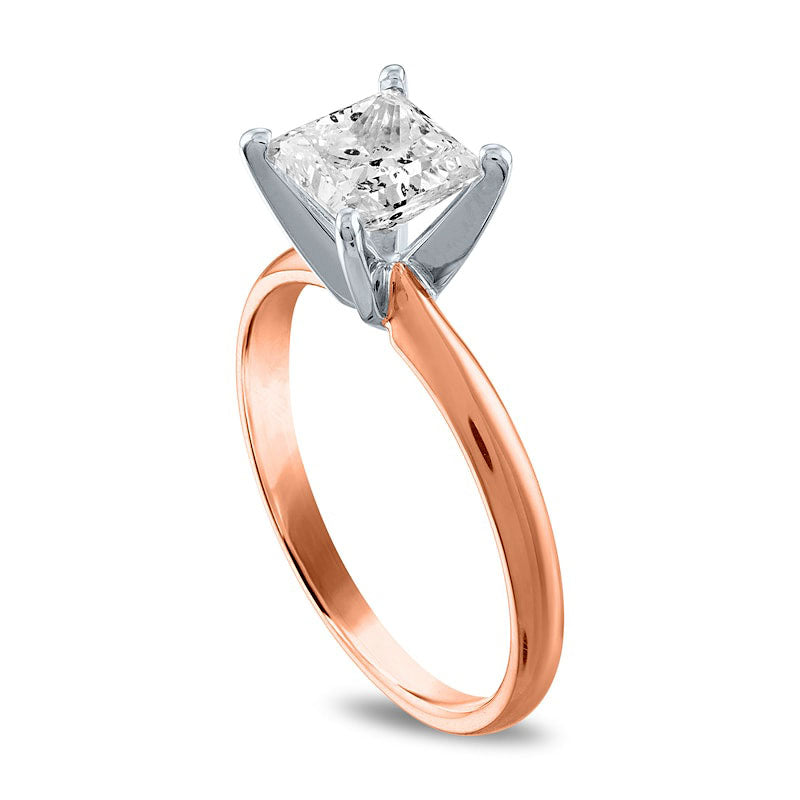 2.0 CT. Certified Princess-Cut Natural Clarity Enhanced Diamond Solitaire Engagement Ring in Solid 14K Rose Gold (I/I2)