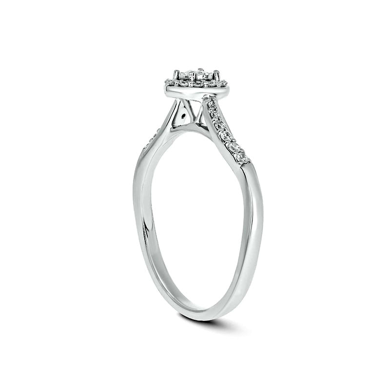 0.20 CT. T.W. Natural Diamond Frame Wavy Promise Ring in Solid 10K White Gold
