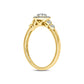 0.17 CT. T.W. Composite Natural Diamond Oval-Shaped Frame Double Heart Sides Promise Ring in Solid 10K Yellow Gold
