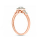 0.17 CT. T.W. Composite Natural Diamond Oval-Shaped Frame Double Heart Sides Promise Ring in Solid 10K Rose Gold
