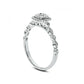 0.25 CT. T.W. Composite Natural Diamond Cushion-Shape Frame Geometric Shank Promise Ring in Solid 10K White Gold