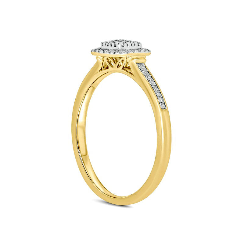 0.20 CT. T.W. Composite Natural Diamond Cushion-Shape Frame Promise Ring in Solid 10K Yellow Gold