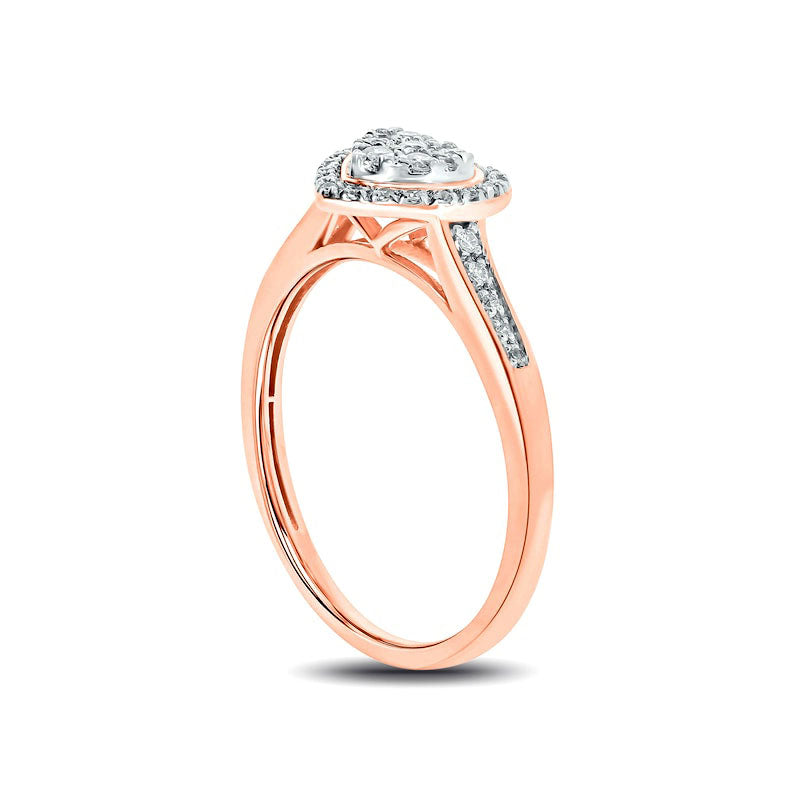 0.20 CT. T.W. Composite Natural Diamond Heart-Shape Frame Promise Ring in Solid 10K Rose Gold