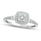 0.20 CT. T.W. Composite Baguette and Round Natural Diamond Cushion-Shape Frame Promise Ring in Solid 10K White Gold