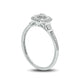 0.20 CT. T.W. Composite Baguette and Round Natural Diamond Cushion-Shape Frame Promise Ring in Solid 10K White Gold