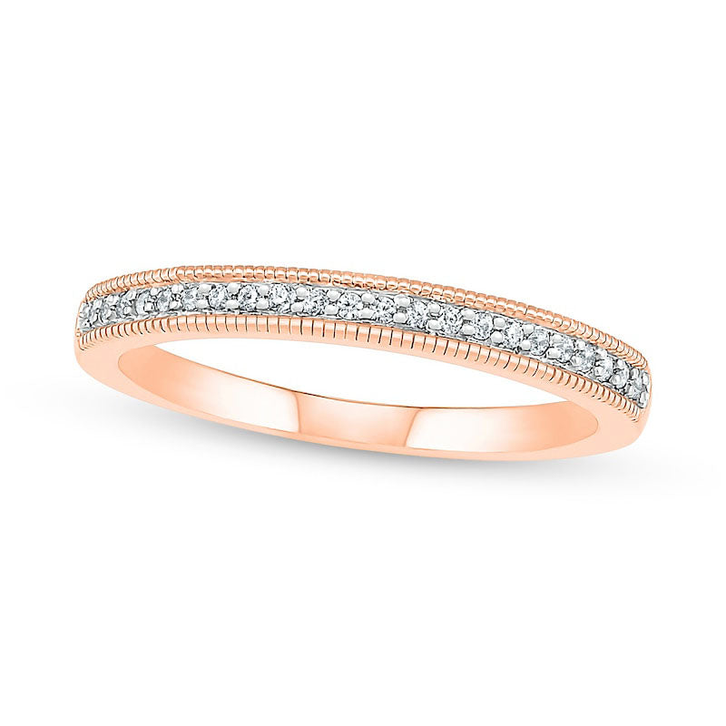 0.75 CT. T.W. Princess-Cut Natural Diamond Double Cushion Frame Antique Vintage-Style Bridal Engagement Ring Set in Solid 10K Rose Gold