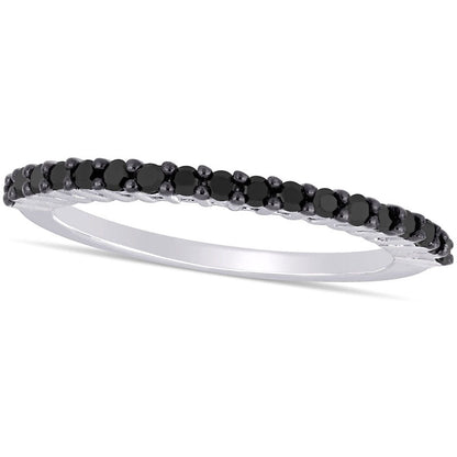 0.20 CT. T.W. Black Enhanced Natural Diamond Anniversary Band in Solid 10K White Gold