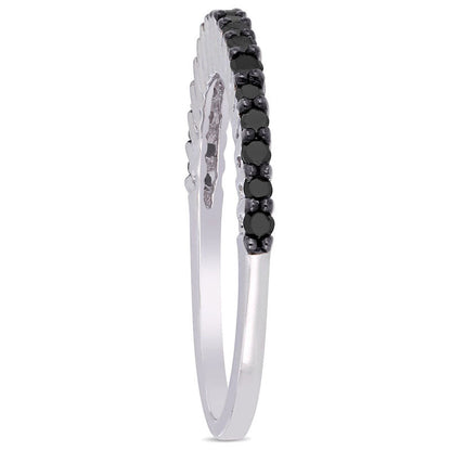 0.20 CT. T.W. Black Enhanced Natural Diamond Anniversary Band in Solid 10K White Gold