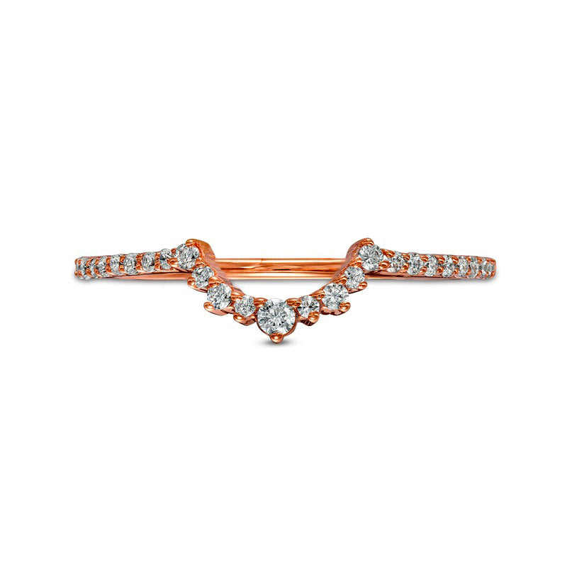 0.17 CT. T.W. Natural Diamond Contour Anniversary Band in Solid 10K Rose Gold