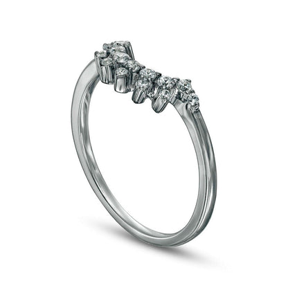 0.17 CT. T.W. Natural Diamond Sunburst Contour Anniversary Band in Solid 10K White Gold