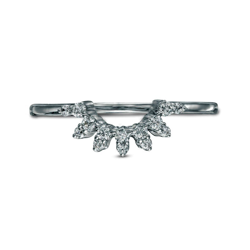 0.17 CT. T.W. Natural Diamond Sunburst Contour Anniversary Band in Solid 10K White Gold